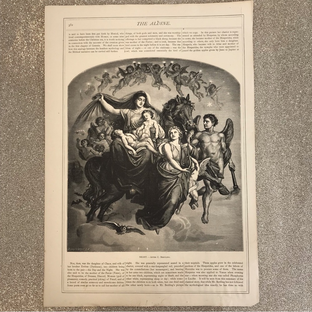 Angel Night Print by R. Brend’amour 1875 vintage art - Picture 4 of 13
